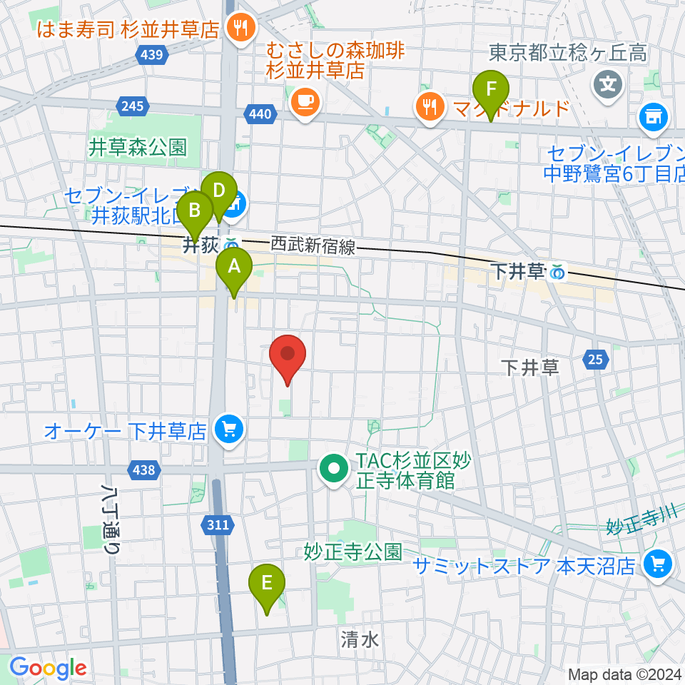 ヒロミュージックスクール周辺のホテル一覧地図