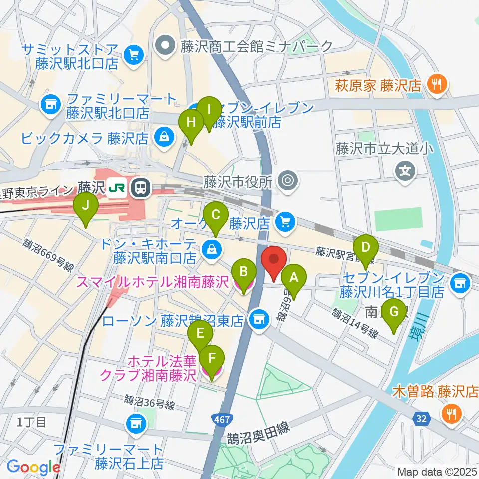 音楽教室パセオ周辺のホテル一覧地図