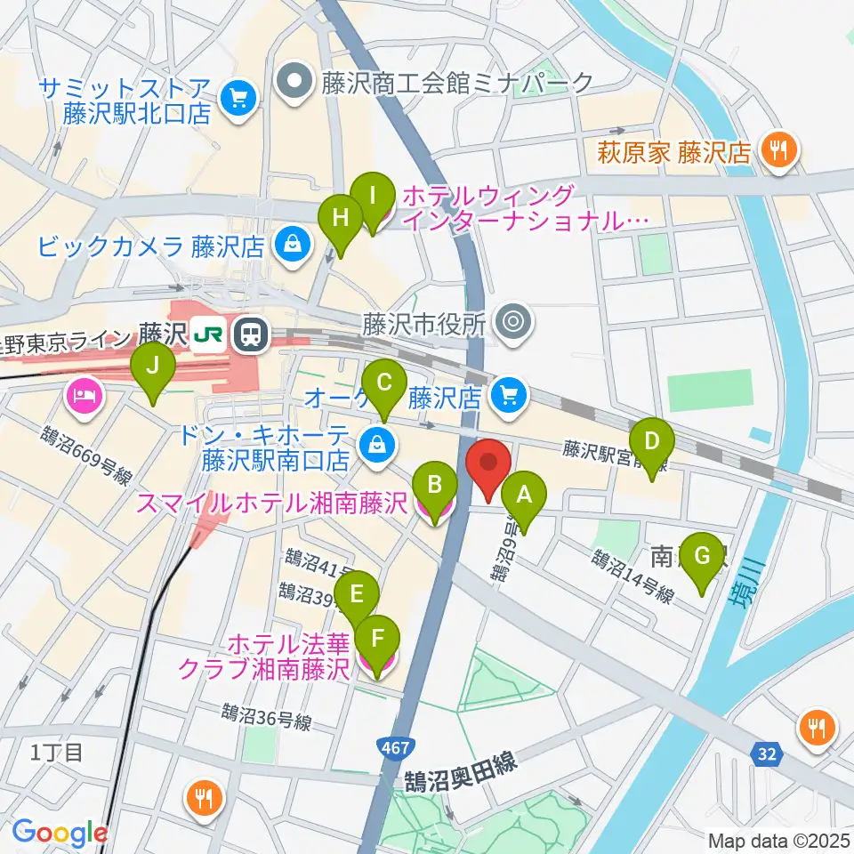 音楽教室パセオ周辺のホテル一覧地図