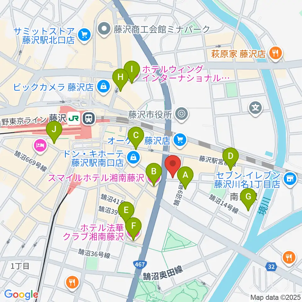 音楽教室パセオ周辺のホテル一覧地図