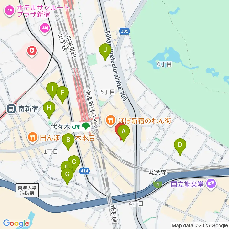 ミューズ音楽院周辺のホテル一覧地図