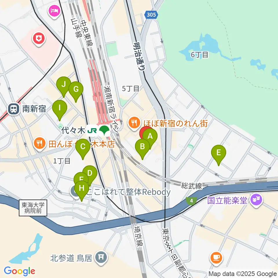 ミューズ音楽院周辺のホテル一覧地図