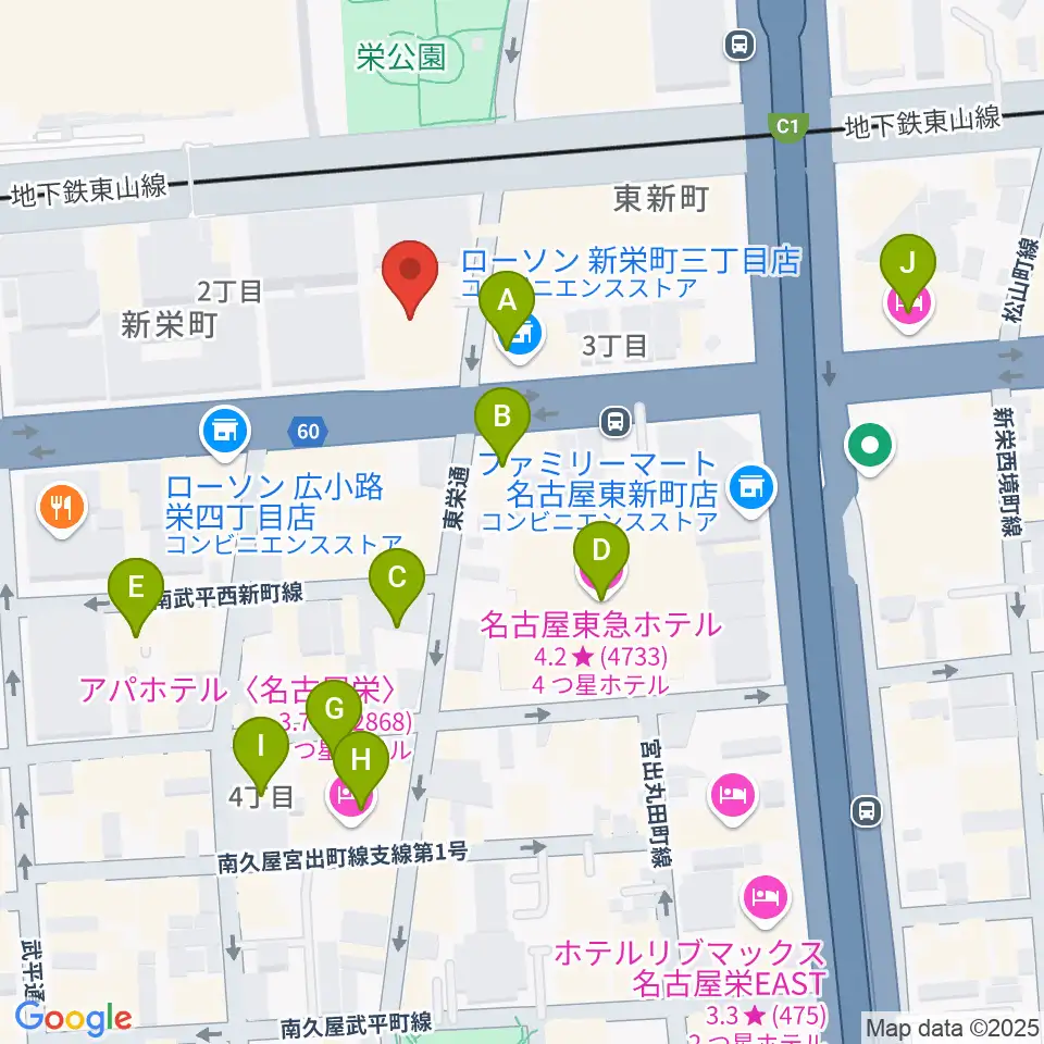 名古屋音楽学校周辺のホテル一覧地図