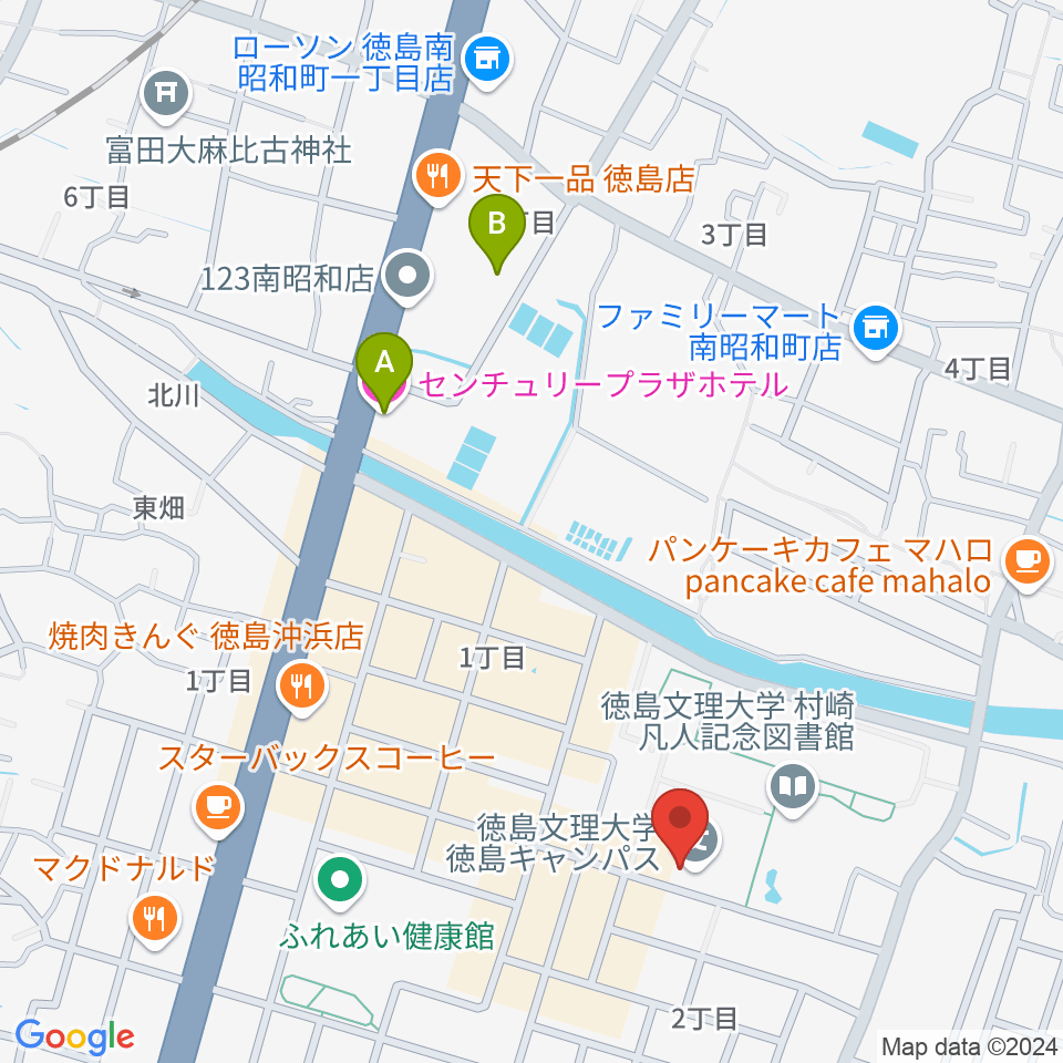 徳島文理大学音楽学部周辺のホテル一覧地図