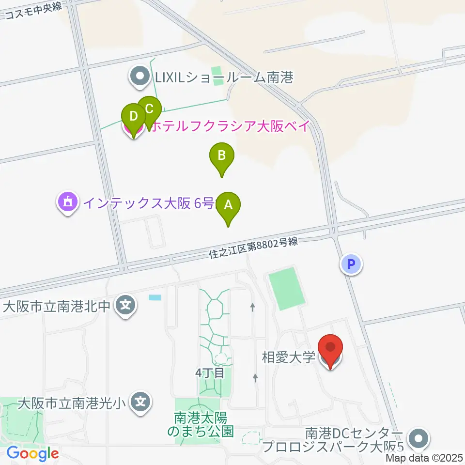 相愛大学 音楽学部音楽学科周辺のホテル一覧地図