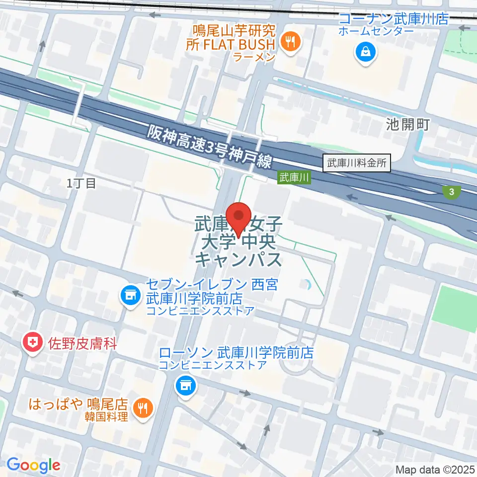 武庫川女子大学 音楽学部周辺のホテル一覧地図
