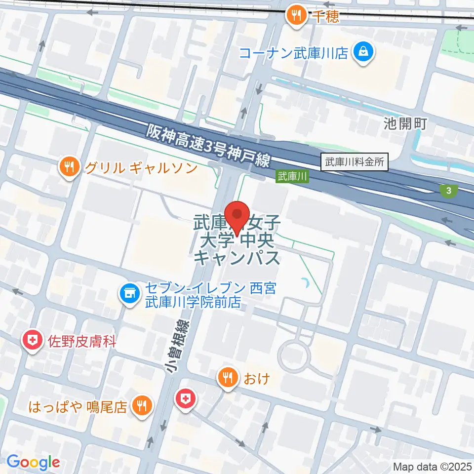 武庫川女子大学 音楽学部周辺のホテル一覧地図