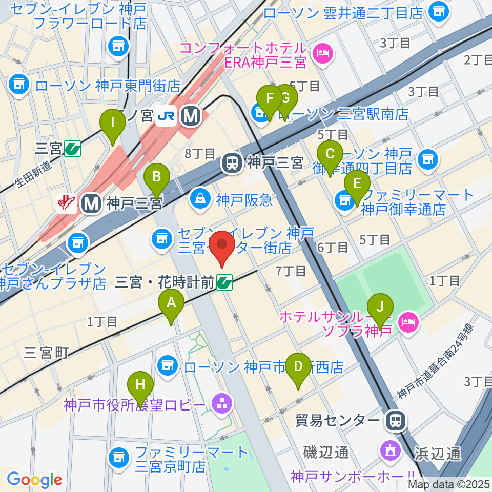 MIKIミュージックサロン三宮周辺のホテル一覧地図