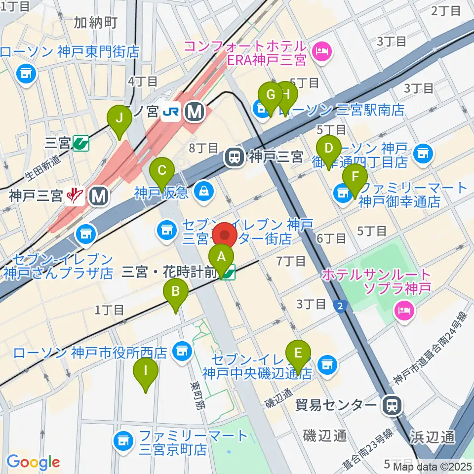 MIKIミュージックサロン三宮周辺のホテル一覧地図