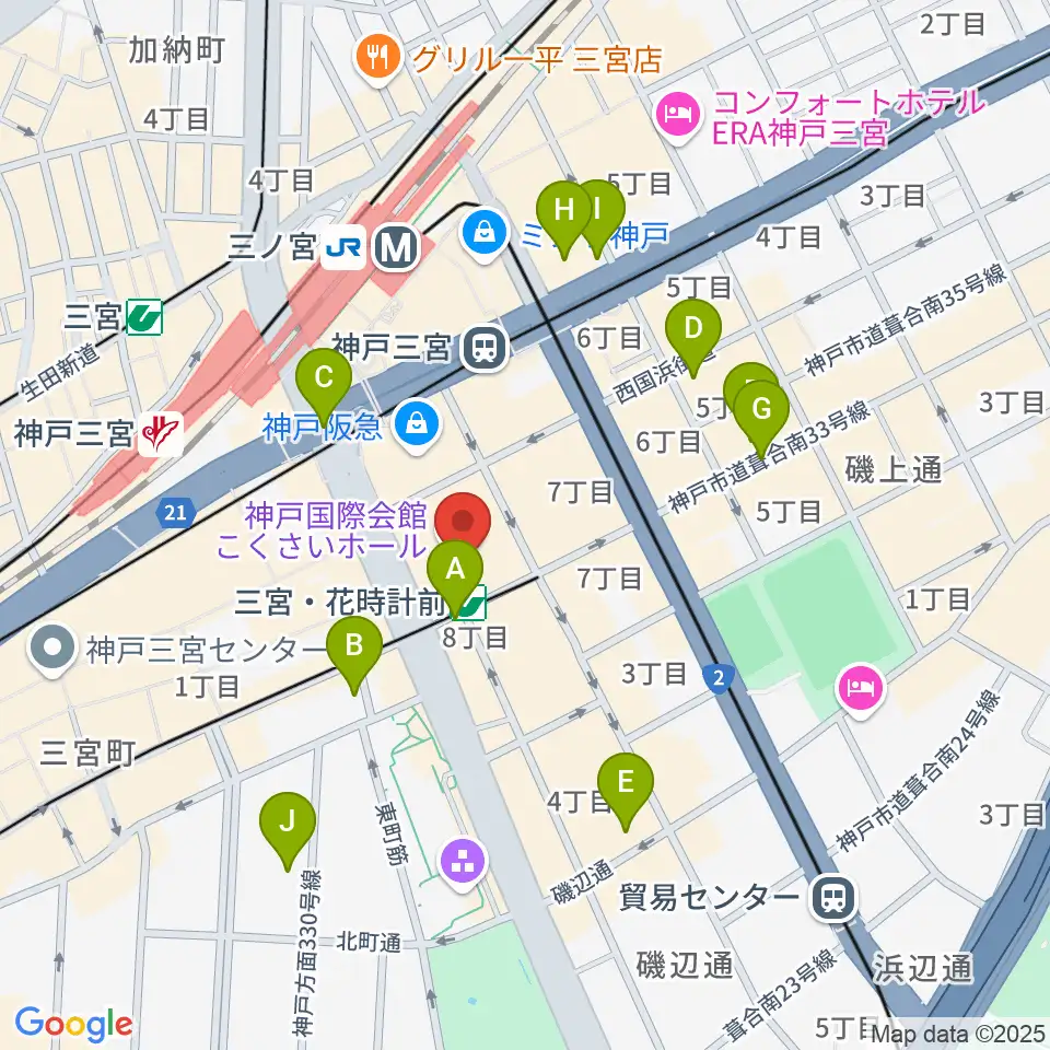 MIKIミュージックサロン三宮周辺のホテル一覧地図