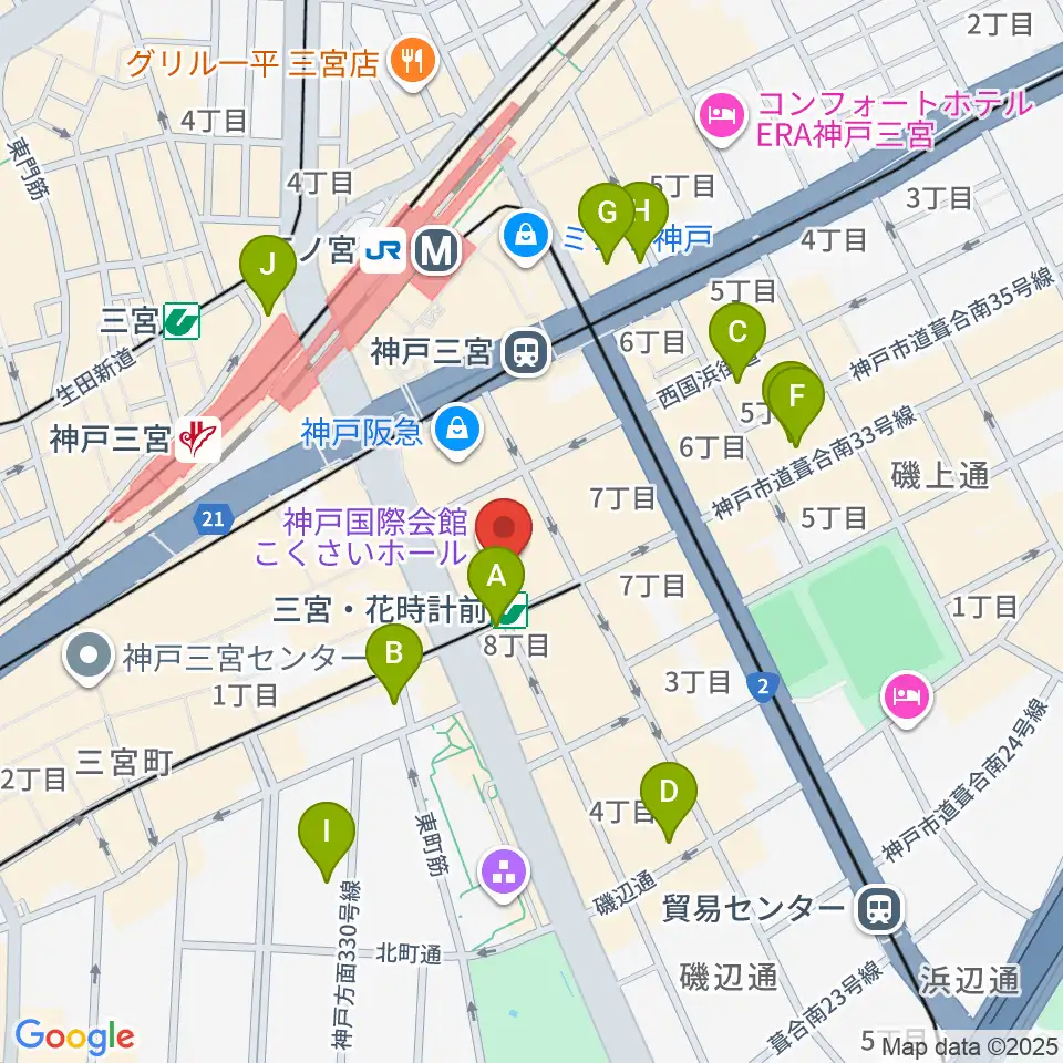 MIKIミュージックサロン三宮周辺のホテル一覧地図