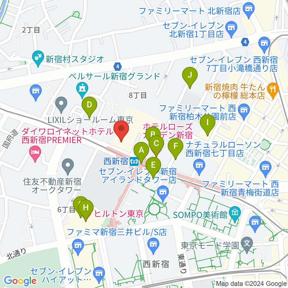ムラマツ・フルート・レッスンセンター新宿周辺のホテル一覧地図