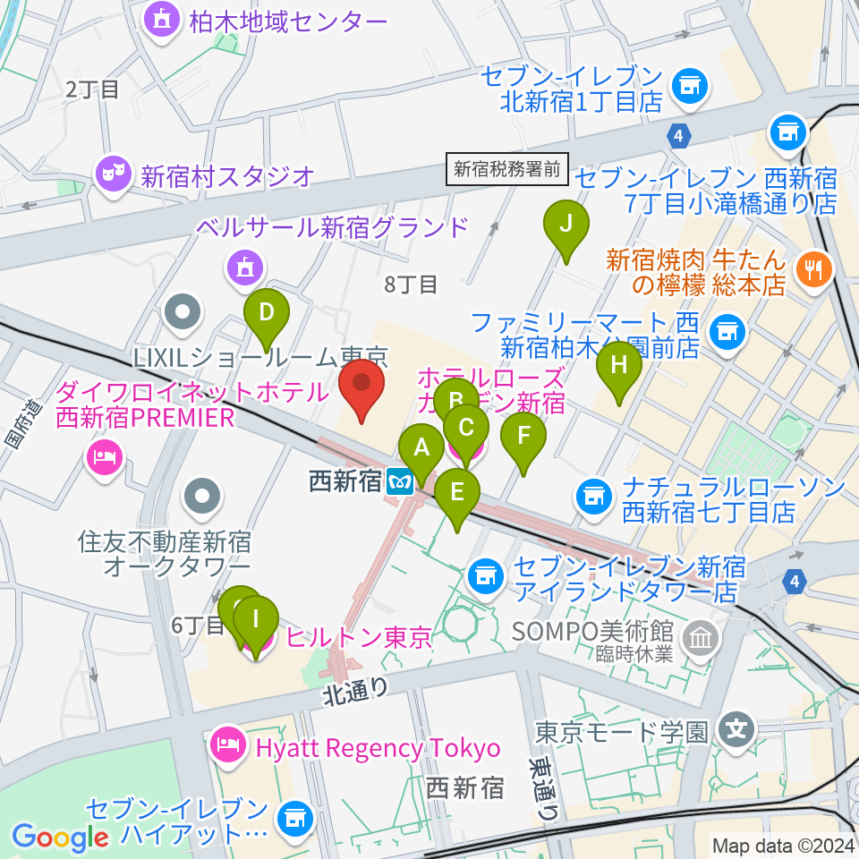 ムラマツ・フルート・レッスンセンター新宿周辺のホテル一覧地図