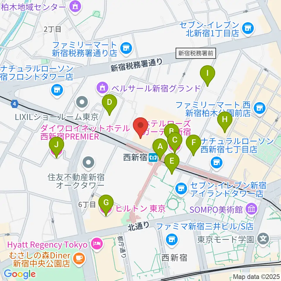 ムラマツ・フルート・レッスンセンター新宿周辺のホテル一覧地図