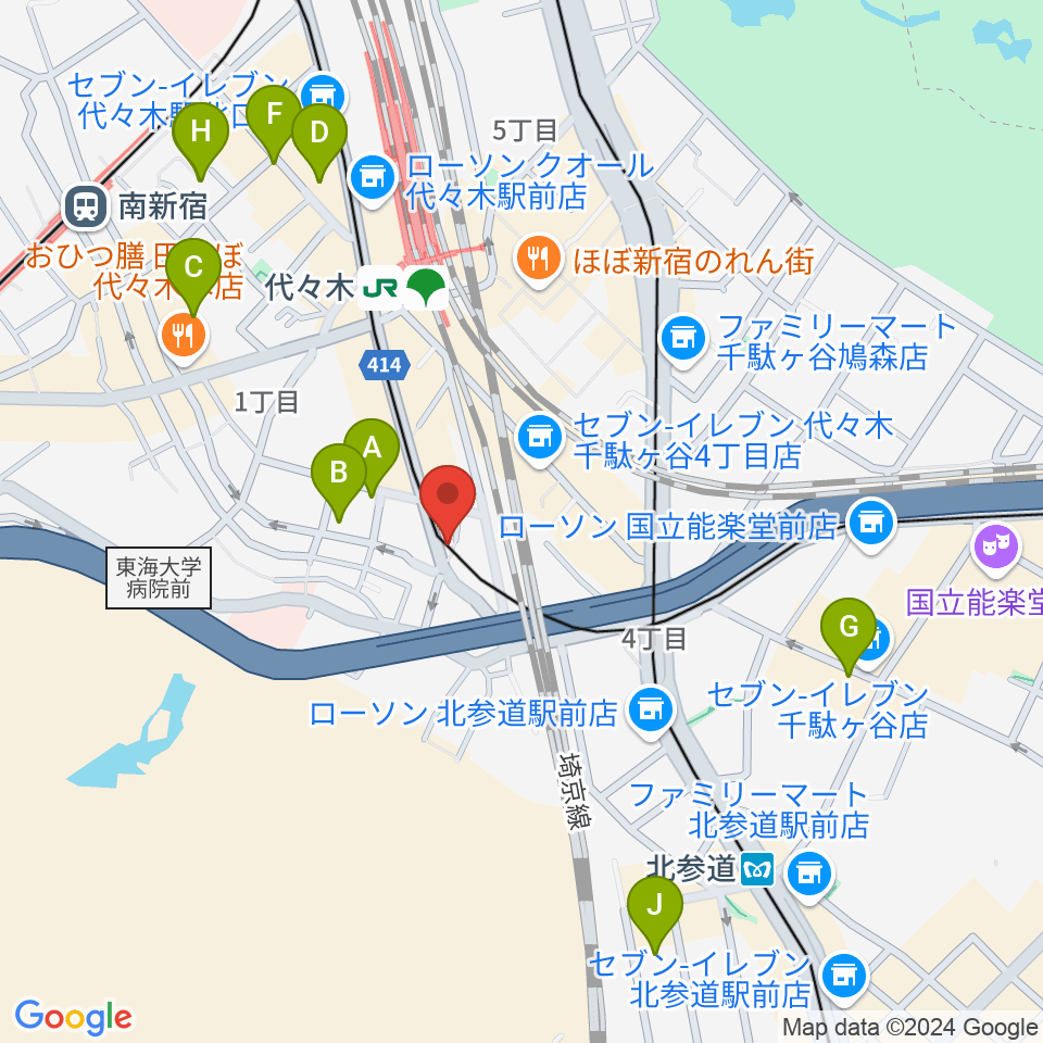 ルーツ音楽院周辺のホテル一覧地図