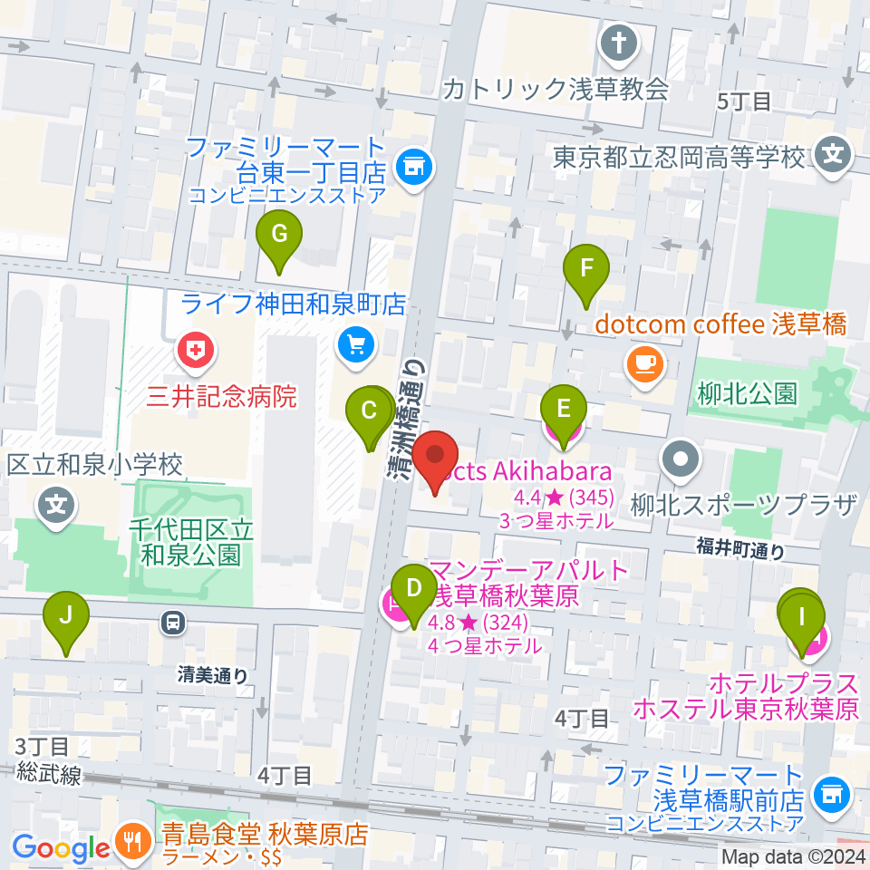 ホットミュージックスクール周辺のホテル一覧地図