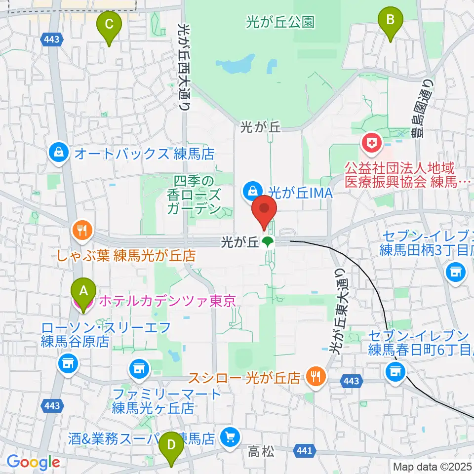 サクライ楽器ミュージックイン光が丘周辺のホテル一覧地図