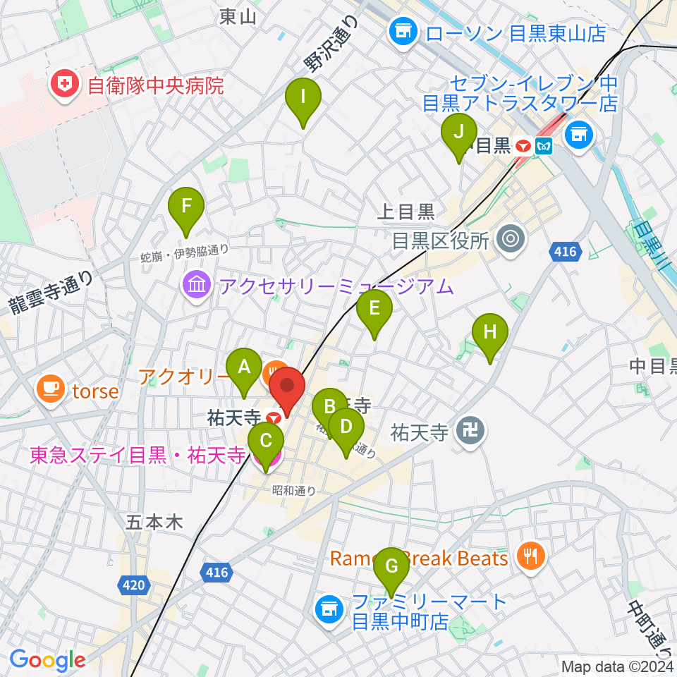 ポエポエ東京 ウクレレ教室周辺のホテル一覧地図