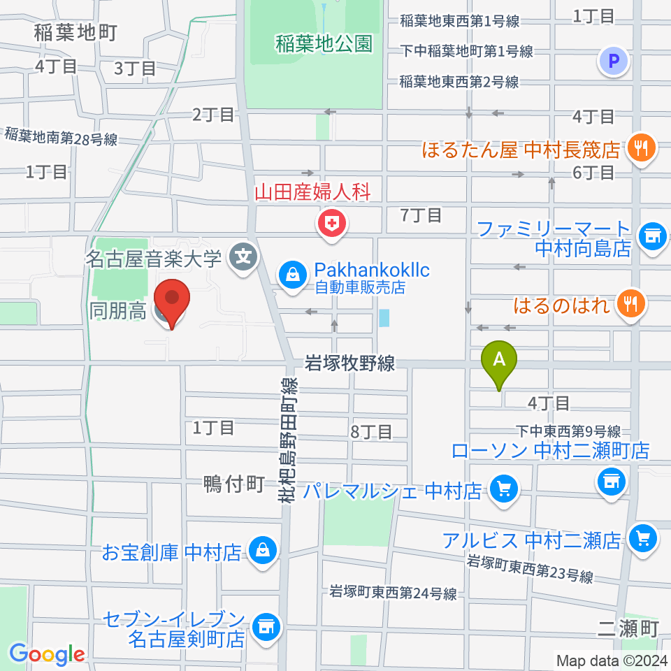 名古屋音楽大学周辺のホテル一覧地図