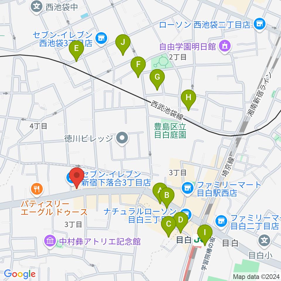 音楽教室アルル周辺のホテル一覧地図