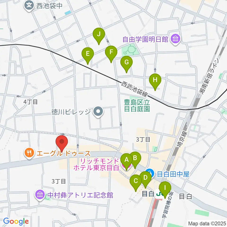 音楽教室アルル周辺のホテル一覧地図