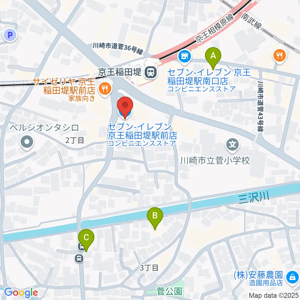 京王稲田堤音楽センター周辺のホテル一覧地図