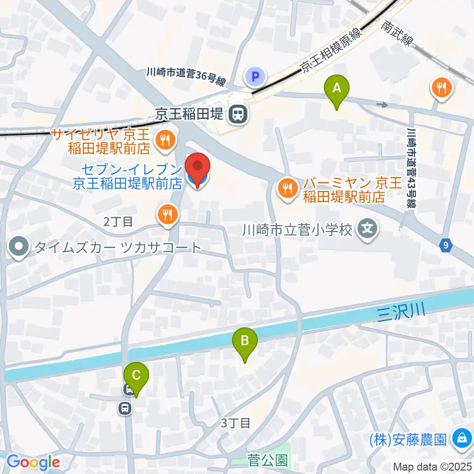 京王稲田堤音楽センター周辺のホテル一覧地図