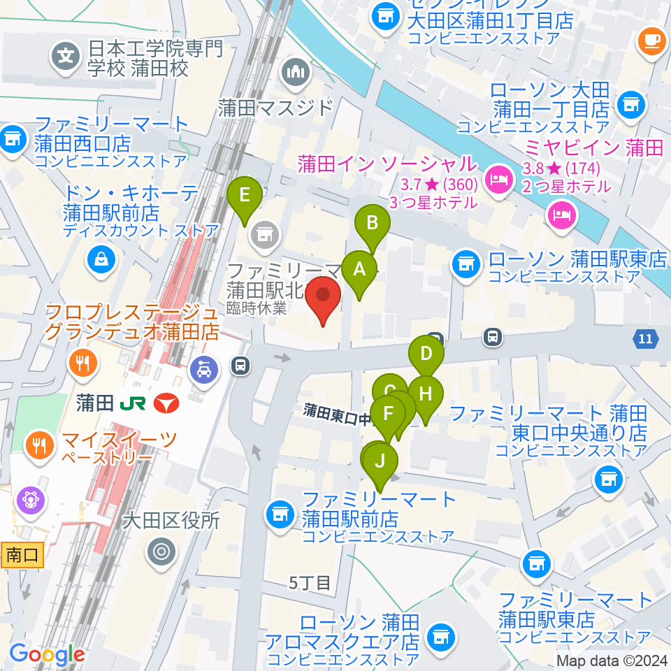 スター楽器ミュージックスクエアカマタ周辺のホテル一覧地図