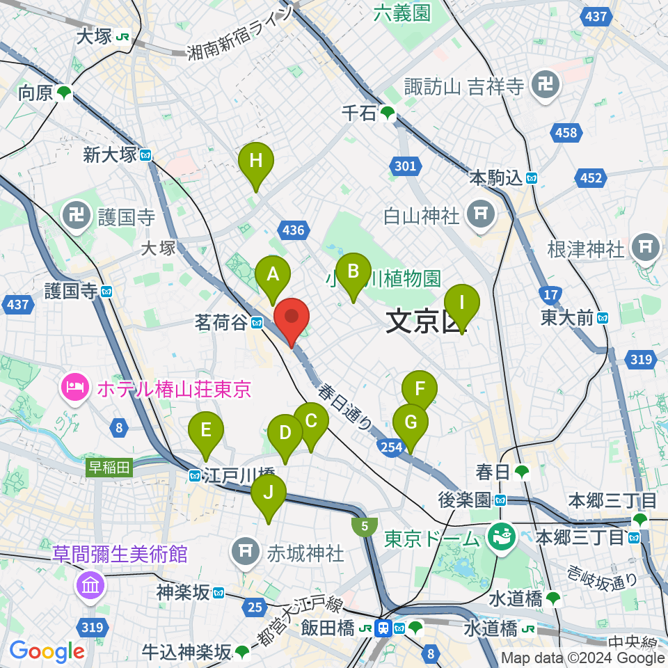 プレスト音楽教室周辺のホテル一覧地図