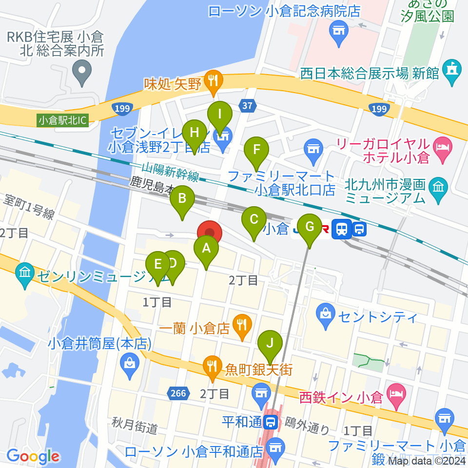 小倉FUSE周辺のホテル一覧地図