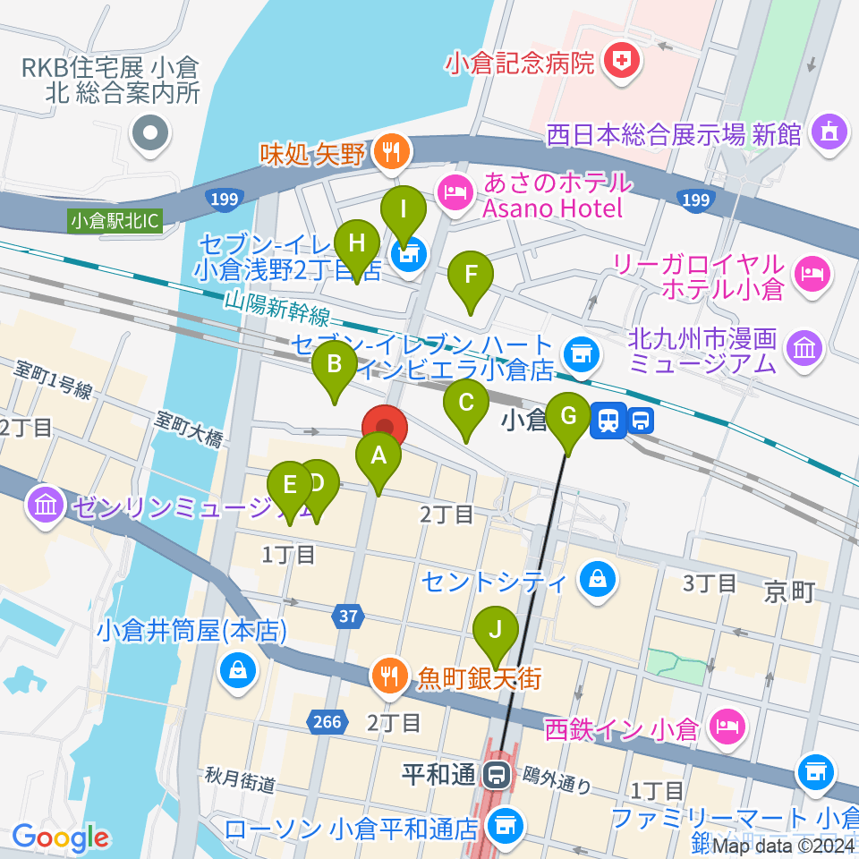 小倉FUSE周辺のホテル一覧地図