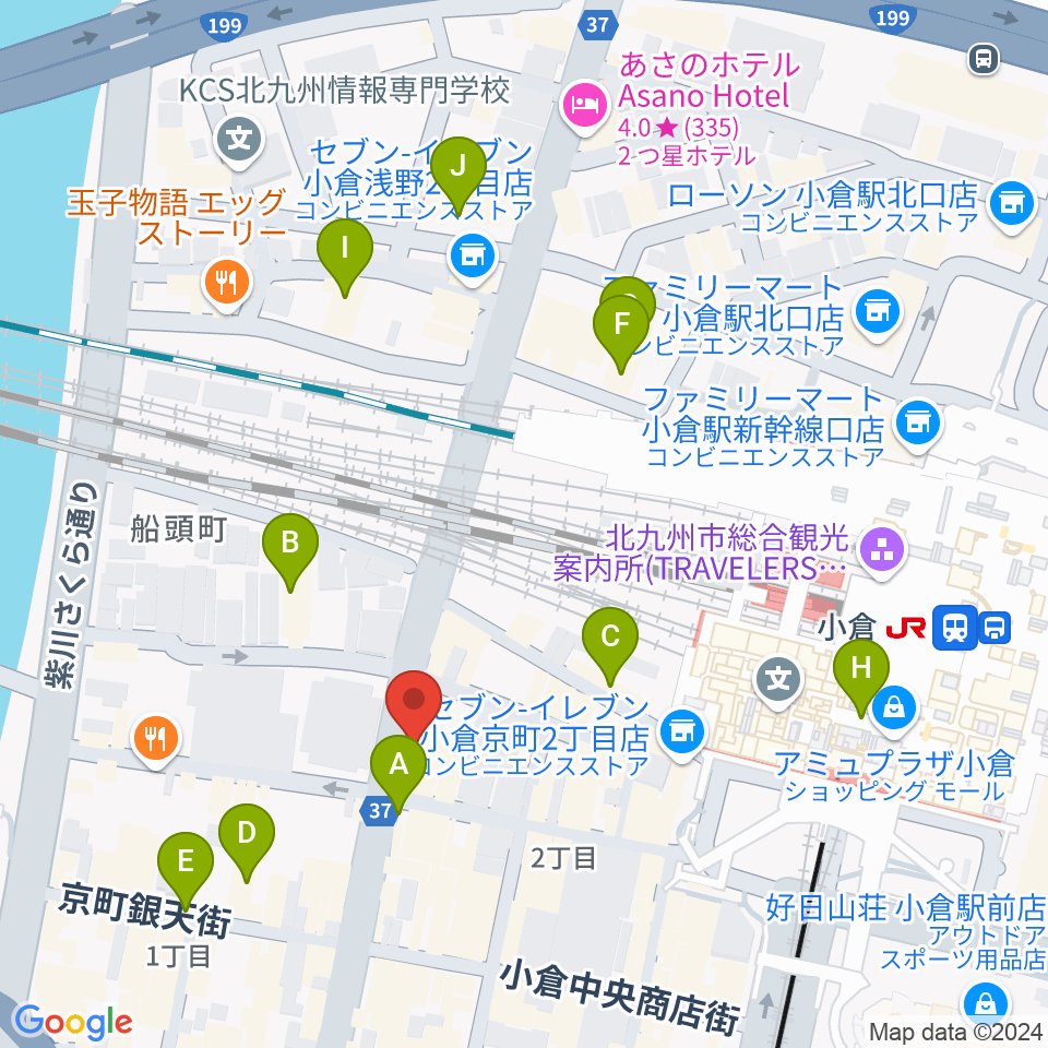 小倉FUSE周辺のホテル一覧地図