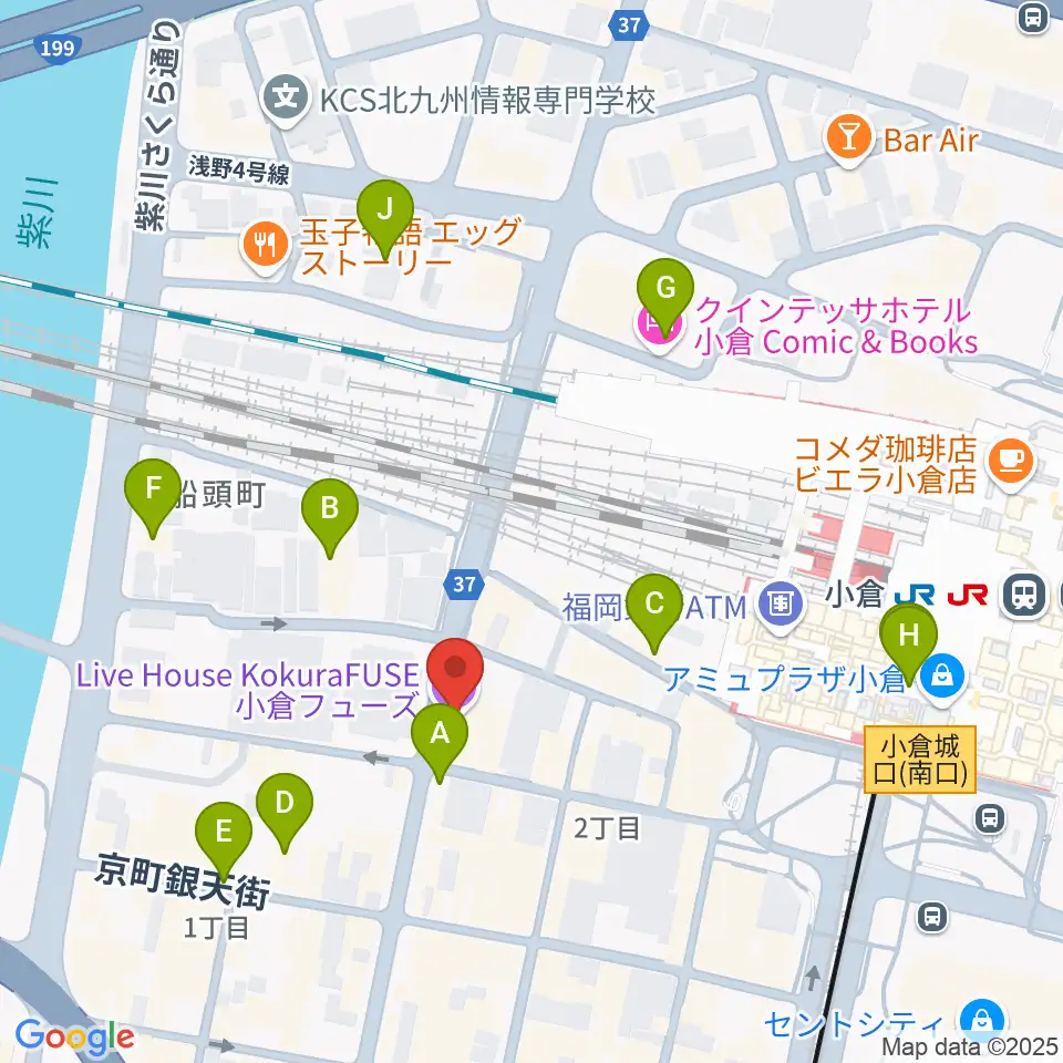 小倉FUSE周辺のホテル一覧地図