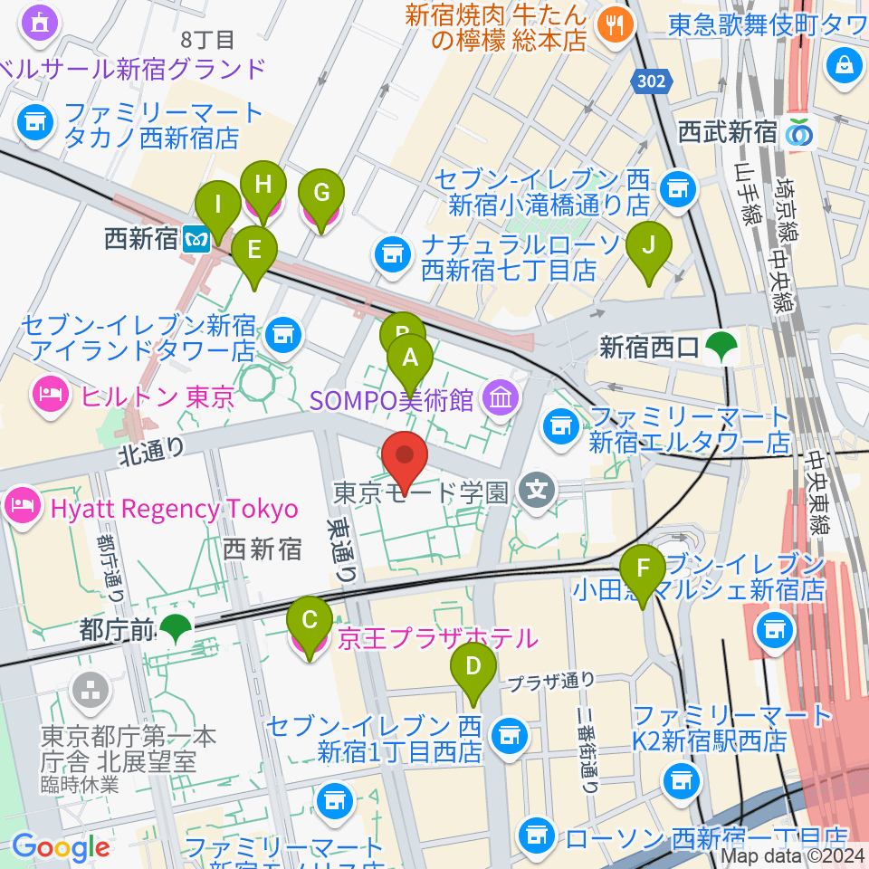 ヤマノミュージックサロン新宿周辺のホテル一覧地図