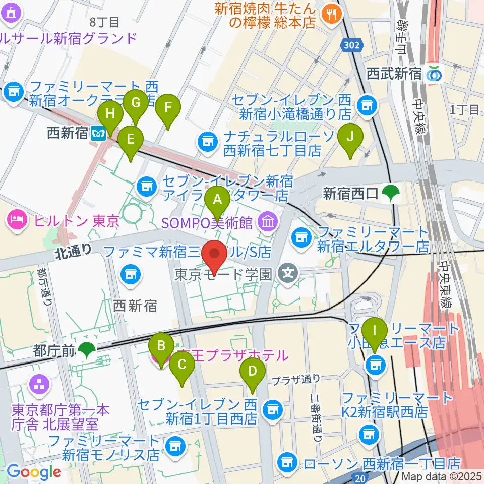 ヤマノミュージックサロン新宿周辺のホテル一覧地図