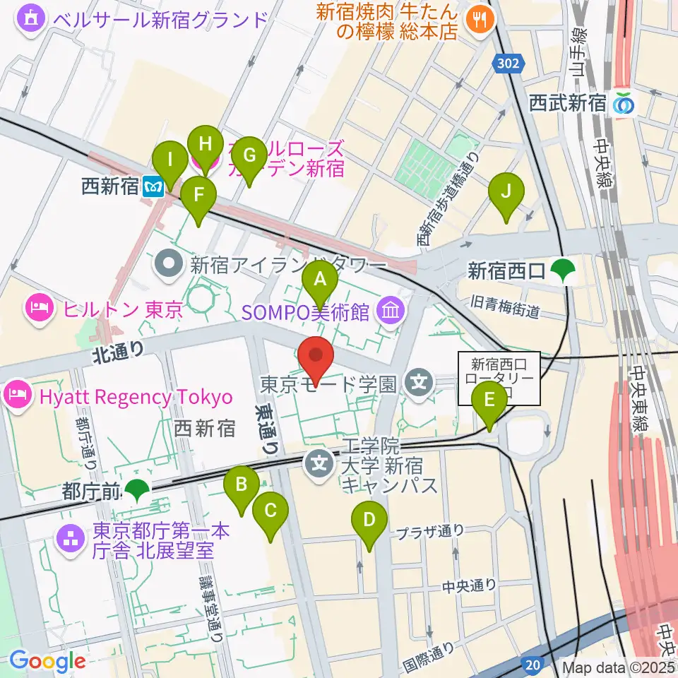 ヤマノミュージックサロン新宿周辺のホテル一覧地図
