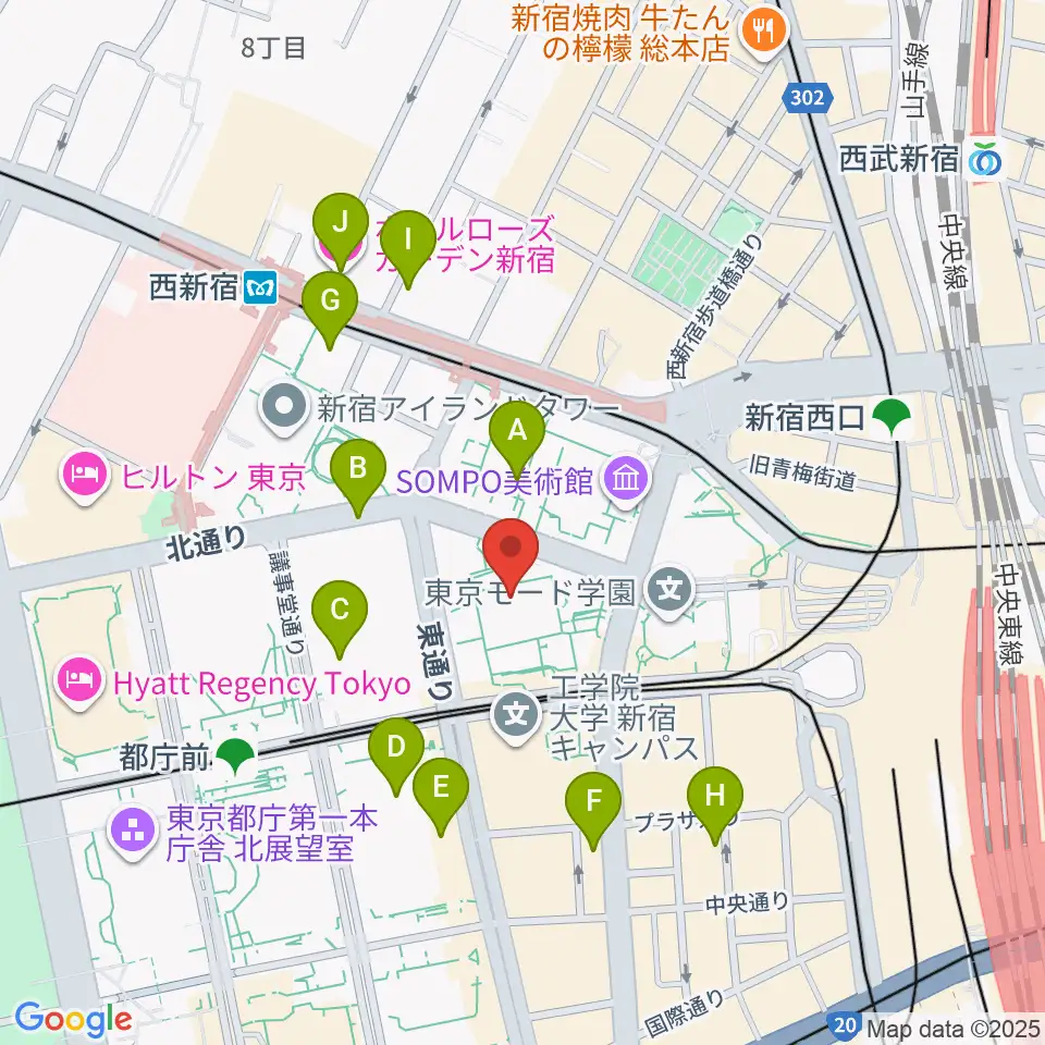 ヤマノミュージックサロン新宿周辺のホテル一覧地図