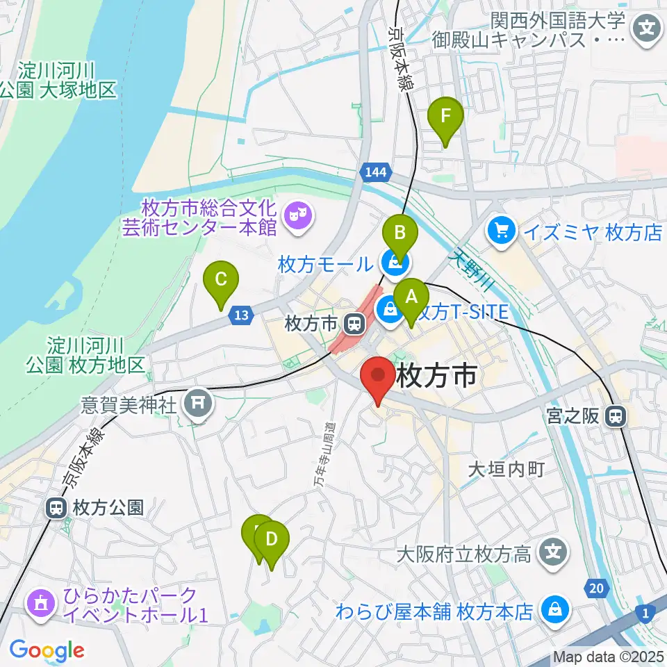 アズイズミュージック枚方店周辺のホテル一覧地図