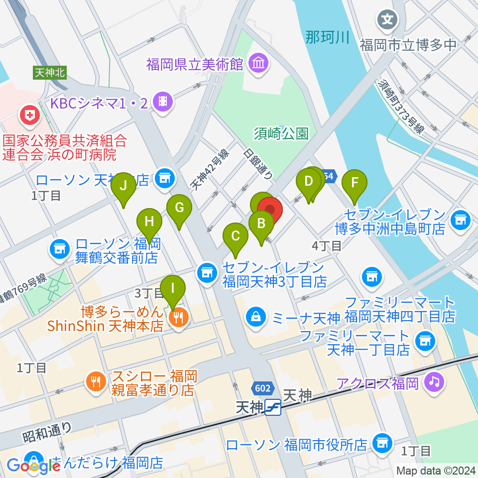 GMボーカル・アカデミー福岡天神校周辺のホテル一覧地図