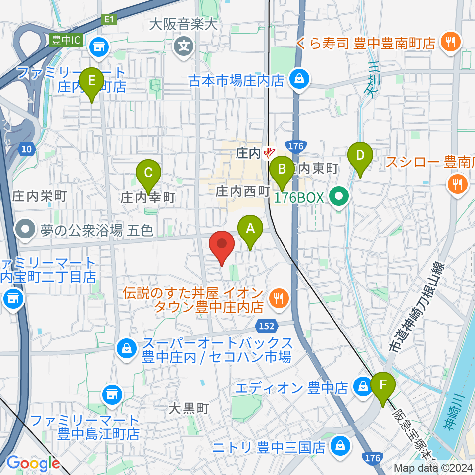 レイドバックミュージックスクール豊中校周辺のホテル一覧地図