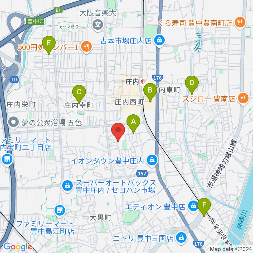 レイドバックミュージックスクール豊中校周辺のホテル一覧地図