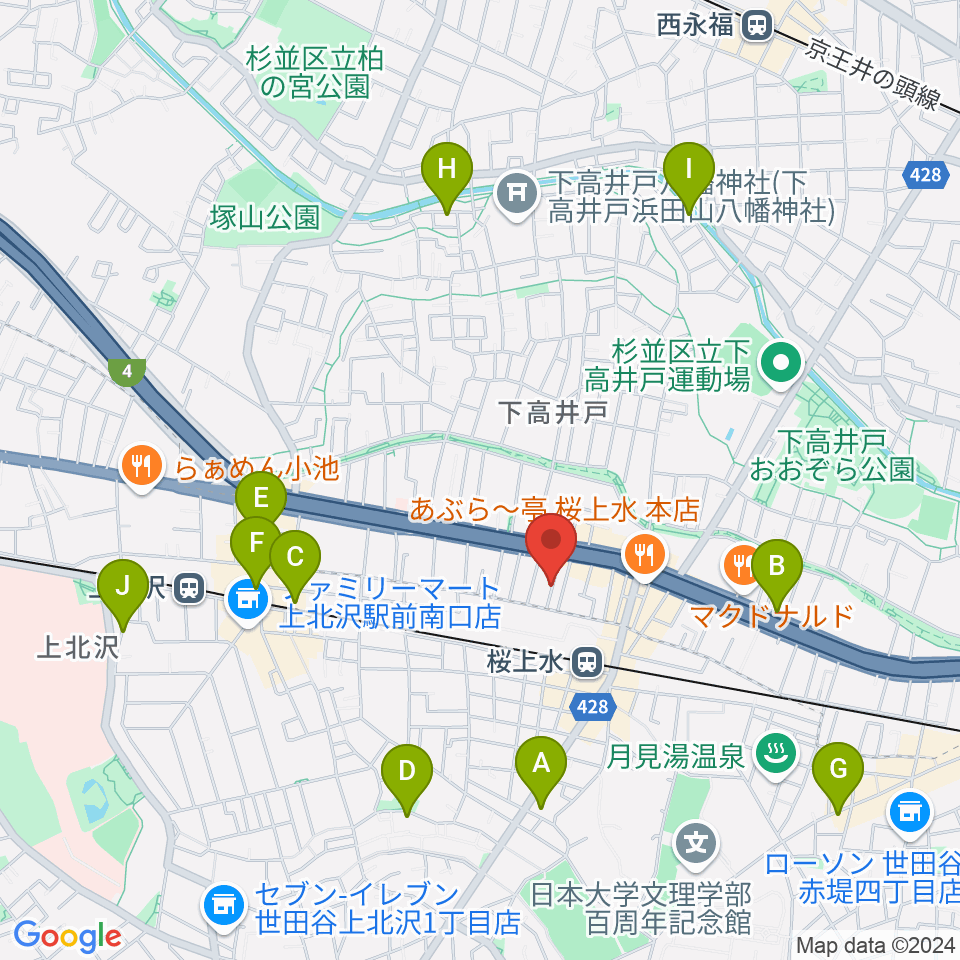 世田谷音楽院周辺のホテル一覧地図