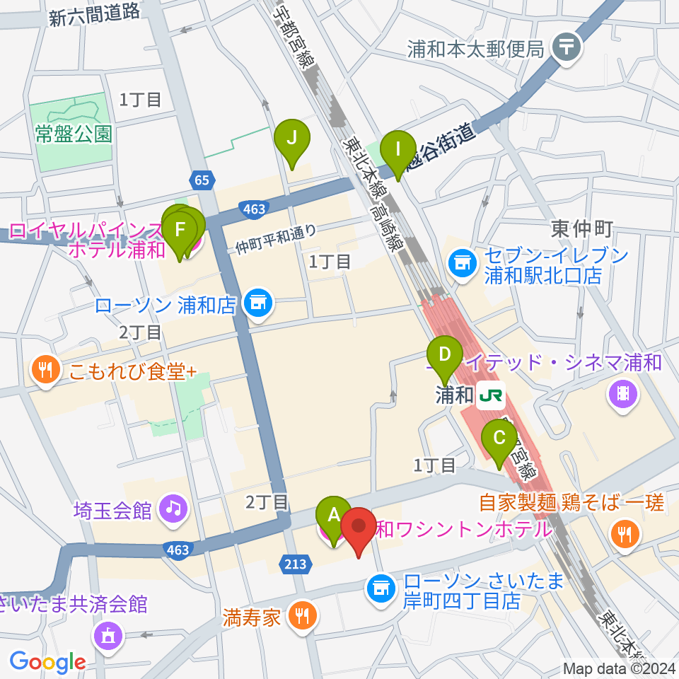 浦和ナルシス周辺のホテル一覧地図