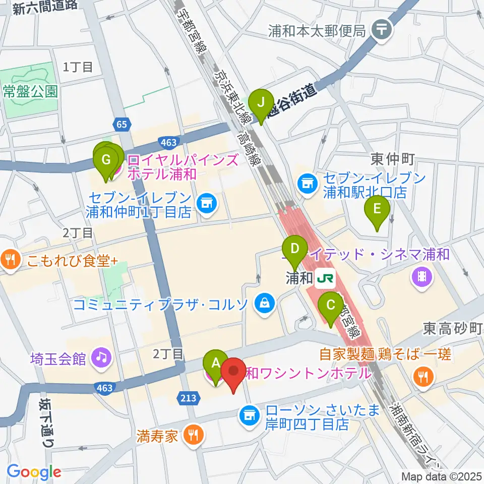 浦和ナルシス周辺のホテル一覧地図