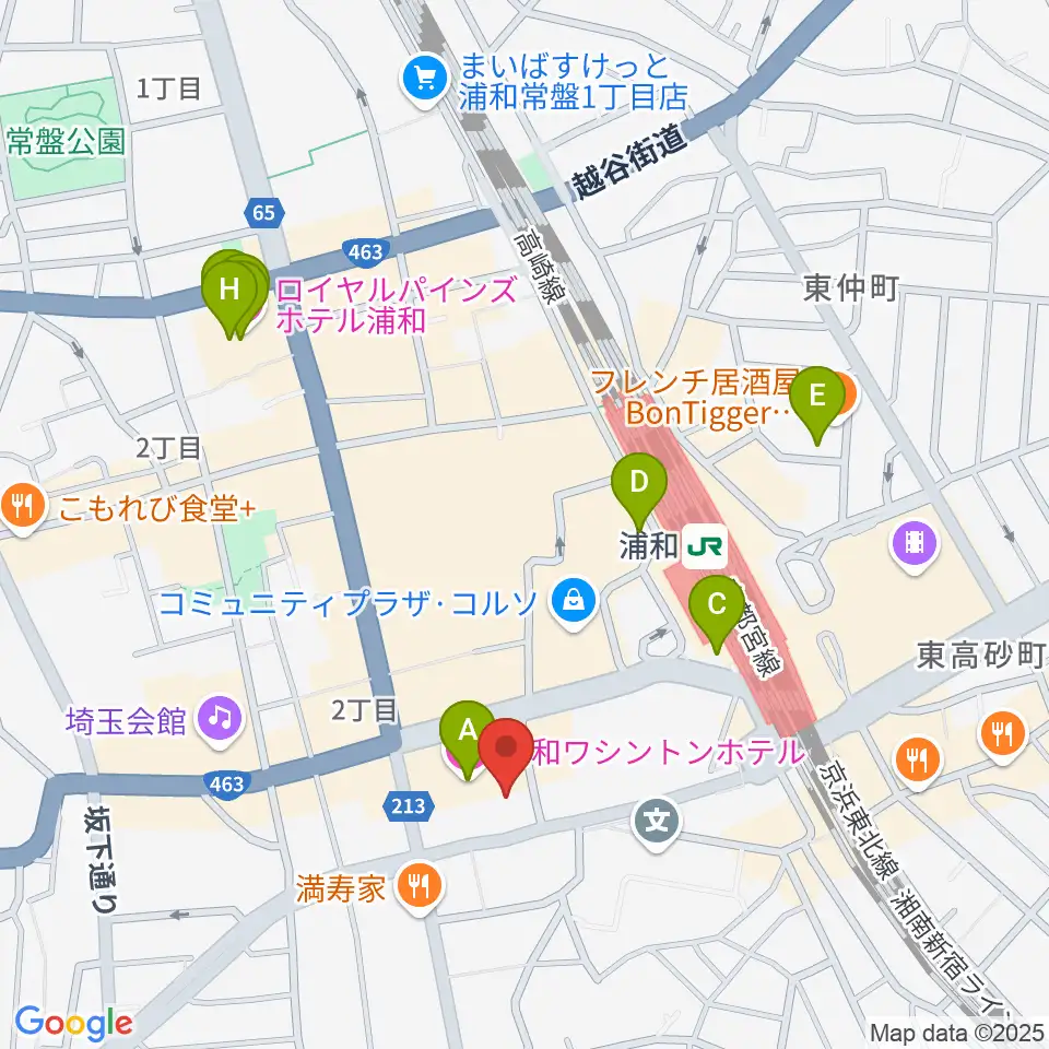 浦和ナルシス周辺のホテル一覧地図
