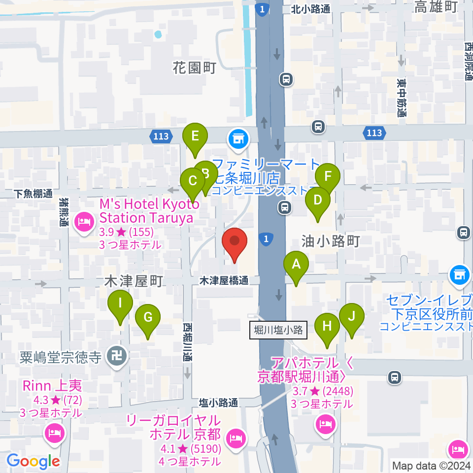 コントラバス工房 角本周辺のホテル一覧地図