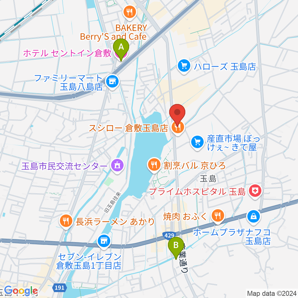 ミュージックサポートあうる周辺のホテル一覧地図