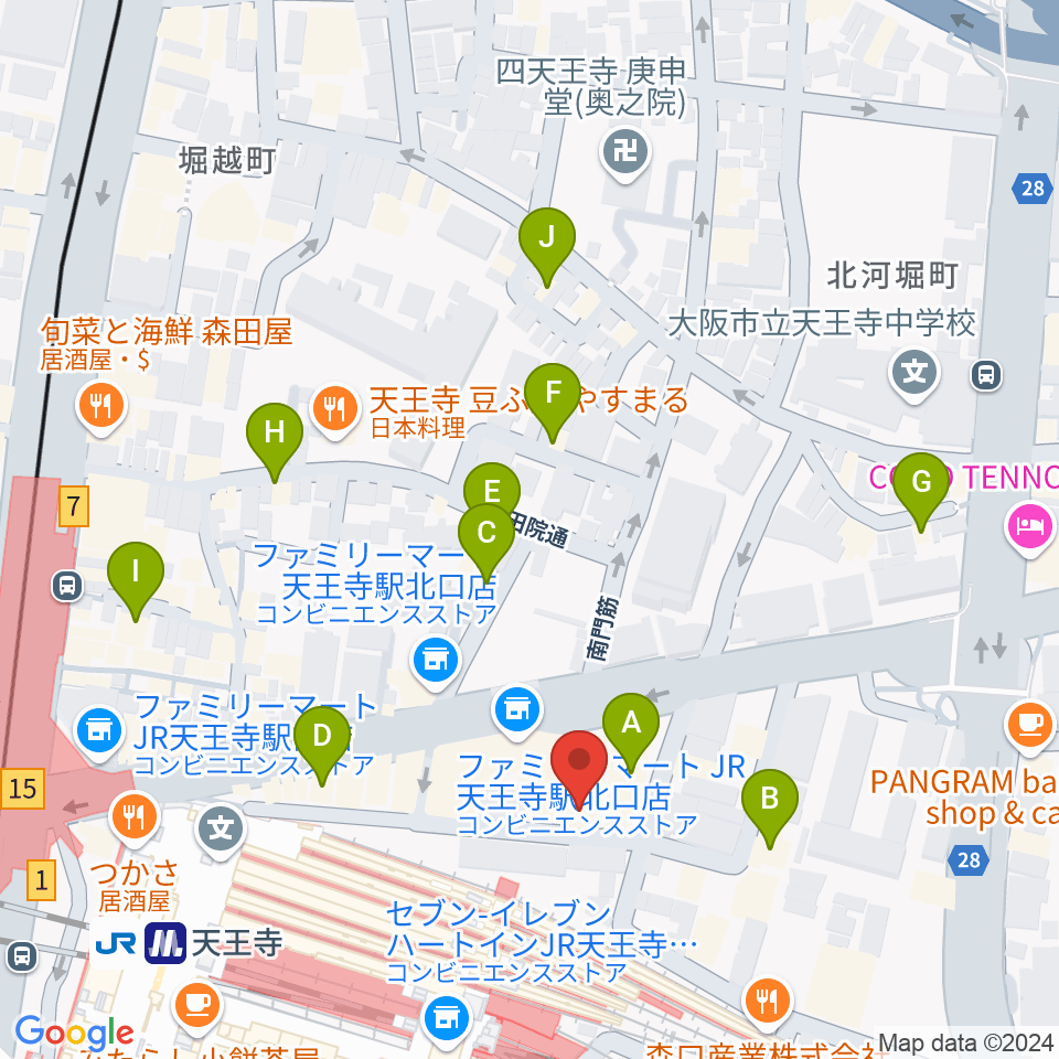 ベースオントップ天王寺店周辺のホテル一覧地図