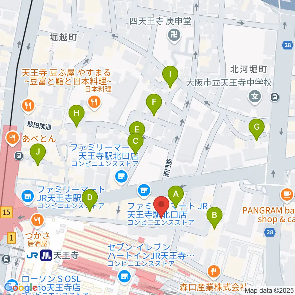 ベースオントップ天王寺店周辺のホテル一覧地図