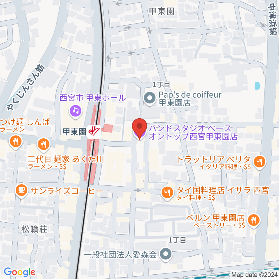 BASS ON TOP 甲東園店周辺のホテル一覧地図